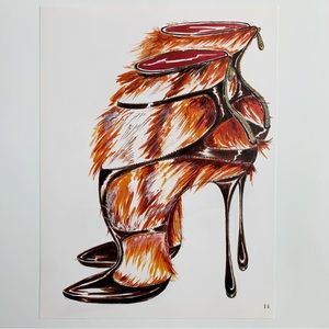 4/$20⭐️ Fur Manolo Blahnik Shoe Illustration *PRINT*